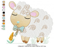 Charger l&#39;image dans la galerie, Sheep embroidery design - Lamb embroidery designs machine embroidery pattern - baby boy embroidery file - newborn embroidery sheep design
