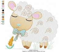 Load image into Gallery viewer, Sheep embroidery design - Lamb embroidery designs machine embroidery pattern - baby boy embroidery file - newborn embroidery sheep design
