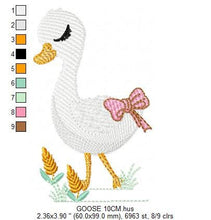 Cargar imagen en el visor de la galería, Goose embroidery designs - Baby Girl embroidery design machine embroidery pattern - Goose embroidery file - Swan with flowers Digital file
