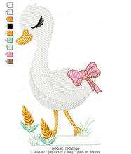 Cargar imagen en el visor de la galería, Goose embroidery designs - Baby Girl embroidery design machine embroidery pattern - Goose embroidery file - Swan with flowers Digital file
