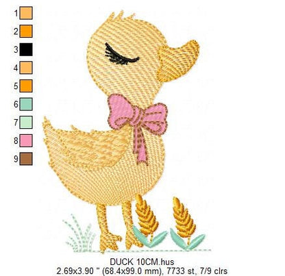 Duck embroidery design - Baby girl embroidery designs machine embroidery pattern - animal embroidery file - duck flowers instant download