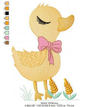 Charger l&#39;image dans la galerie, Duck embroidery design - Baby girl embroidery designs machine embroidery pattern - animal embroidery file - duck flowers instant download
