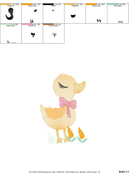 Duck embroidery design - Baby girl embroidery designs machine embroidery pattern - animal embroidery file - duck flowers instant download