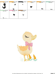 Duck embroidery design - Baby girl embroidery designs machine embroidery pattern - animal embroidery file - duck flowers instant download