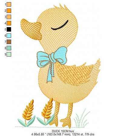 Duck embroidery design - Baby girl embroidery designs machine embroidery pattern - animal embroidery file - duck flowers instant download Marcia Embroidery