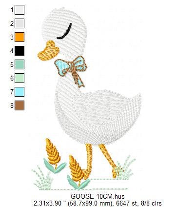 Goose embroidery designs - Duck with tie embroidery design machine embroidery pattern - Swan with flowers - instant download pes jef dst hus