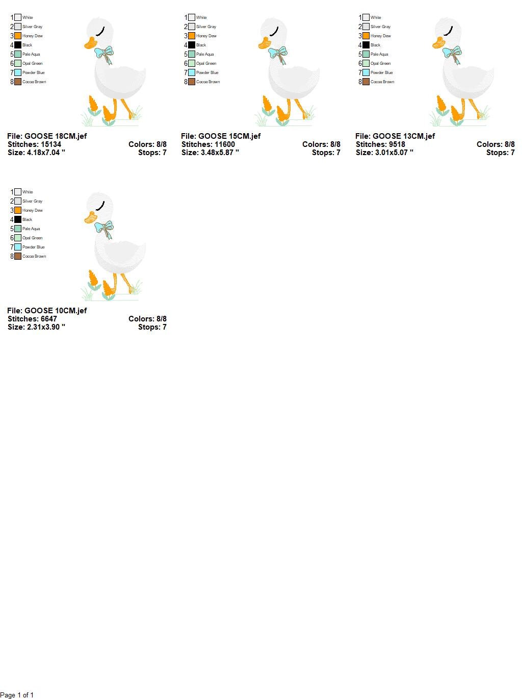 Goose embroidery designs - Duck with tie embroidery design machine embroidery pattern - Swan with flowers - instant download pes jef dst hus