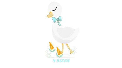 Goose embroidery designs - Duck with tie embroidery design machine embroidery pattern - Swan with flowers - instant download pes jef dst hus