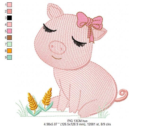 Pig embroidery design - Animal embroidery designs machine embroidery pattern - Baby girl embroidery - Ranch animal farm instant download Marcia Embroidery