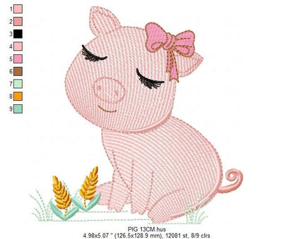 Pig embroidery design - Animal embroidery designs machine embroidery pattern - Baby girl embroidery - Ranch animal farm instant download Marcia Embroidery