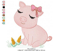 Cargar imagen en el visor de la galería, Pig embroidery design - Animal embroidery designs machine embroidery pattern - Baby girl embroidery - Ranch animal farm instant download
