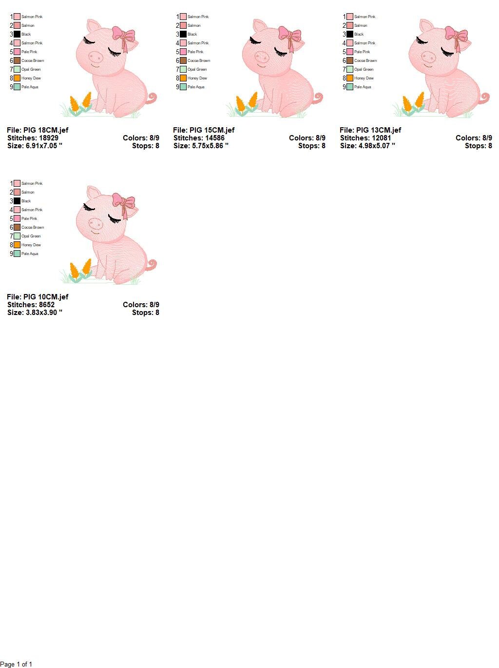 Pig embroidery design - Animal embroidery designs machine embroidery pattern - Baby girl embroidery - Ranch animal farm instant download Marcia Embroidery