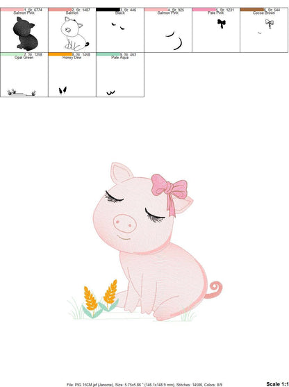 Pig embroidery design - Animal embroidery designs machine embroidery pattern - Baby girl embroidery - Ranch animal farm instant download Marcia Embroidery
