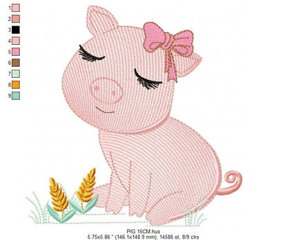 Pig embroidery design - Animal embroidery designs machine embroidery pattern - Baby girl embroidery - Ranch animal farm instant download Marcia Embroidery