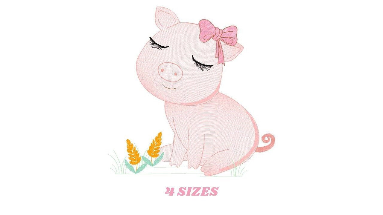 Pig embroidery design - Animal embroidery designs machine embroidery pattern - Baby girl embroidery - Ranch animal farm instant download Marcia Embroidery
