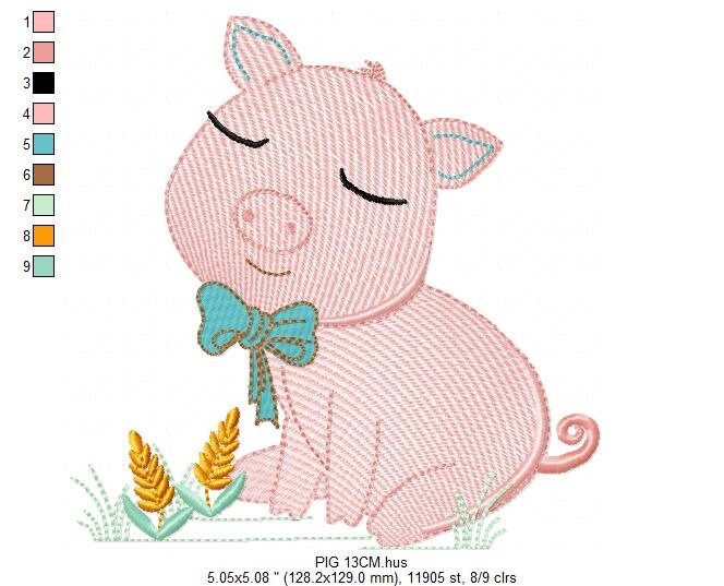 Pig embroidery design - Animal embroidery designs machine embroidery pattern - Baby boy embroidery file - Ranch animal farm instant download Marcia Embroidery