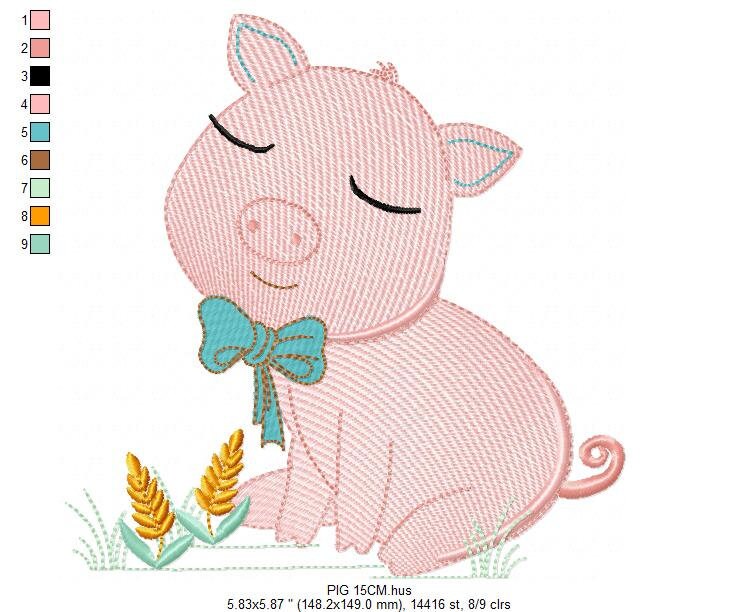 Pig embroidery design - Animal embroidery designs machine embroidery pattern - Baby boy embroidery file - Ranch animal farm instant download Marcia Embroidery