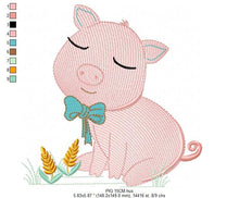 Load image into Gallery viewer, Pig embroidery design - Animal embroidery designs machine embroidery pattern - Baby boy embroidery file - Ranch animal farm instant download
