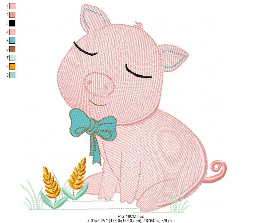 Pig embroidery design - Animal embroidery designs machine embroidery pattern - Baby boy embroidery file - Ranch animal farm instant download Marcia Embroidery