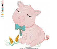 Carica l&#39;immagine nel visualizzatore di Gallery, Pig embroidery design - Animal embroidery designs machine embroidery pattern - Baby boy embroidery file - Ranch animal farm instant download
