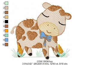 Cow embroidery design - Animal ranch embroidery designs machine embroidery pattern - Farm embroidery file - boy embroidery instant download