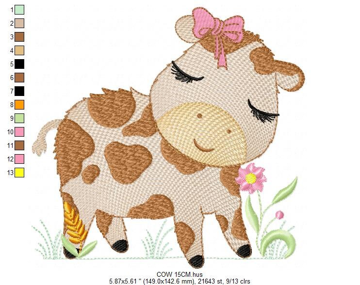 Cow embroidery design - Animal ranch embroidery designs machine embroidery pattern - Farm embroidery file - girl embroidery instant download - Marcia Embroidery