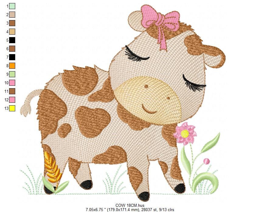 Cow embroidery design - Animal ranch embroidery designs machine embroidery pattern - Farm embroidery file - girl embroidery instant download - Marcia Embroidery