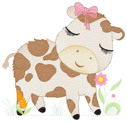 Cow embroidery design - Animal ranch embroidery designs machine embroidery pattern - Farm embroidery file - girl embroidery instant download - Marcia Embroidery
