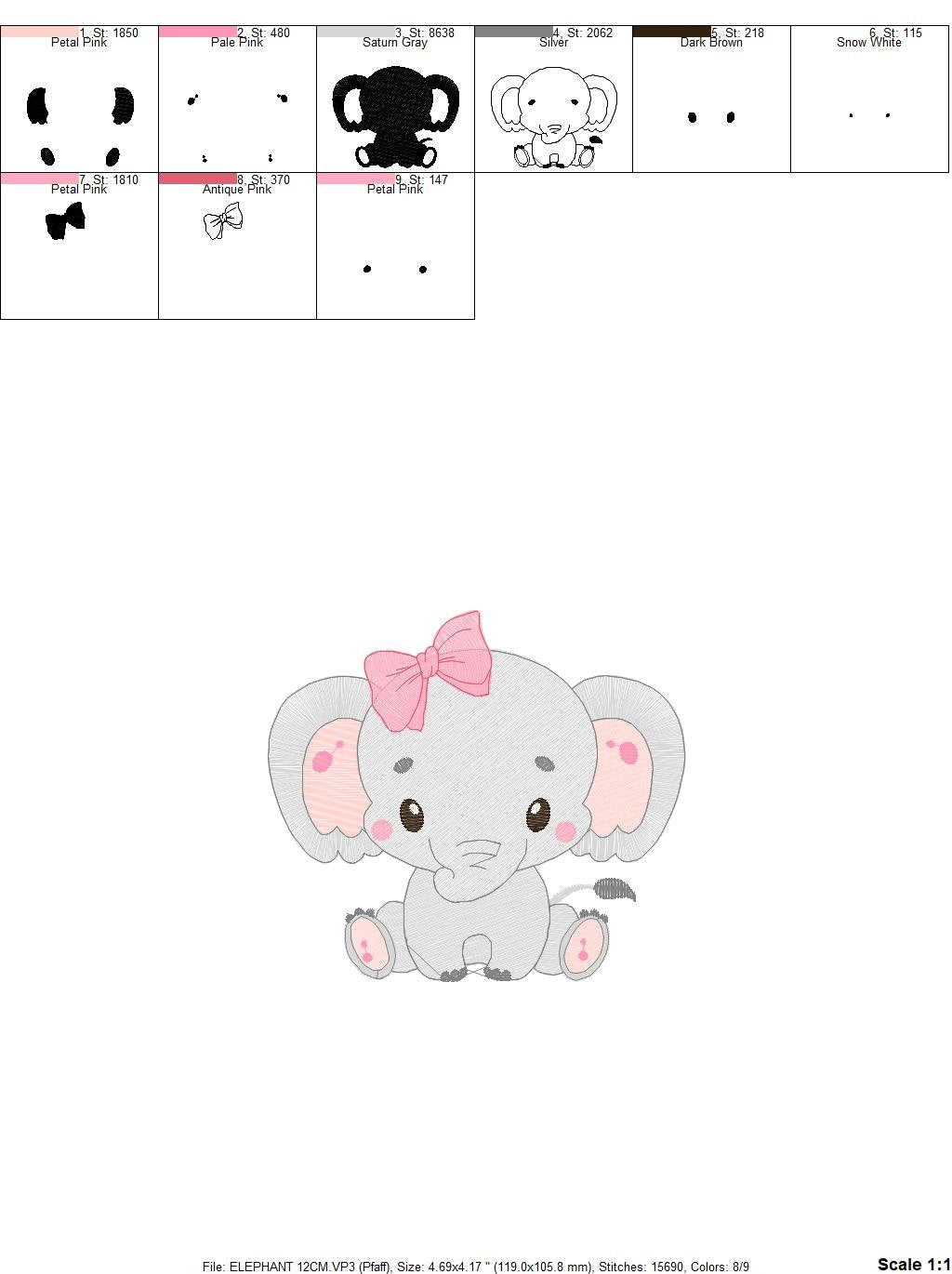 Elephant embroidery designs - Animal embroidery design machine embroidery pattern - Baby Girl embroidery file - kid embroidery Animal Safari Marcia Embroidery