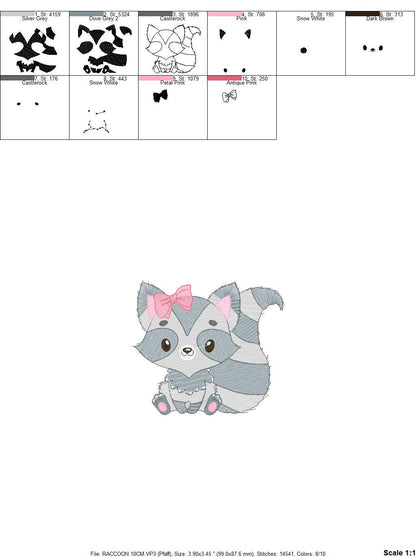 Raccoon embroidery designs - Animal embroidery design machine embroidery pattern - woodland embroidery file - Baby girl embroidery download Marcia Embroidery