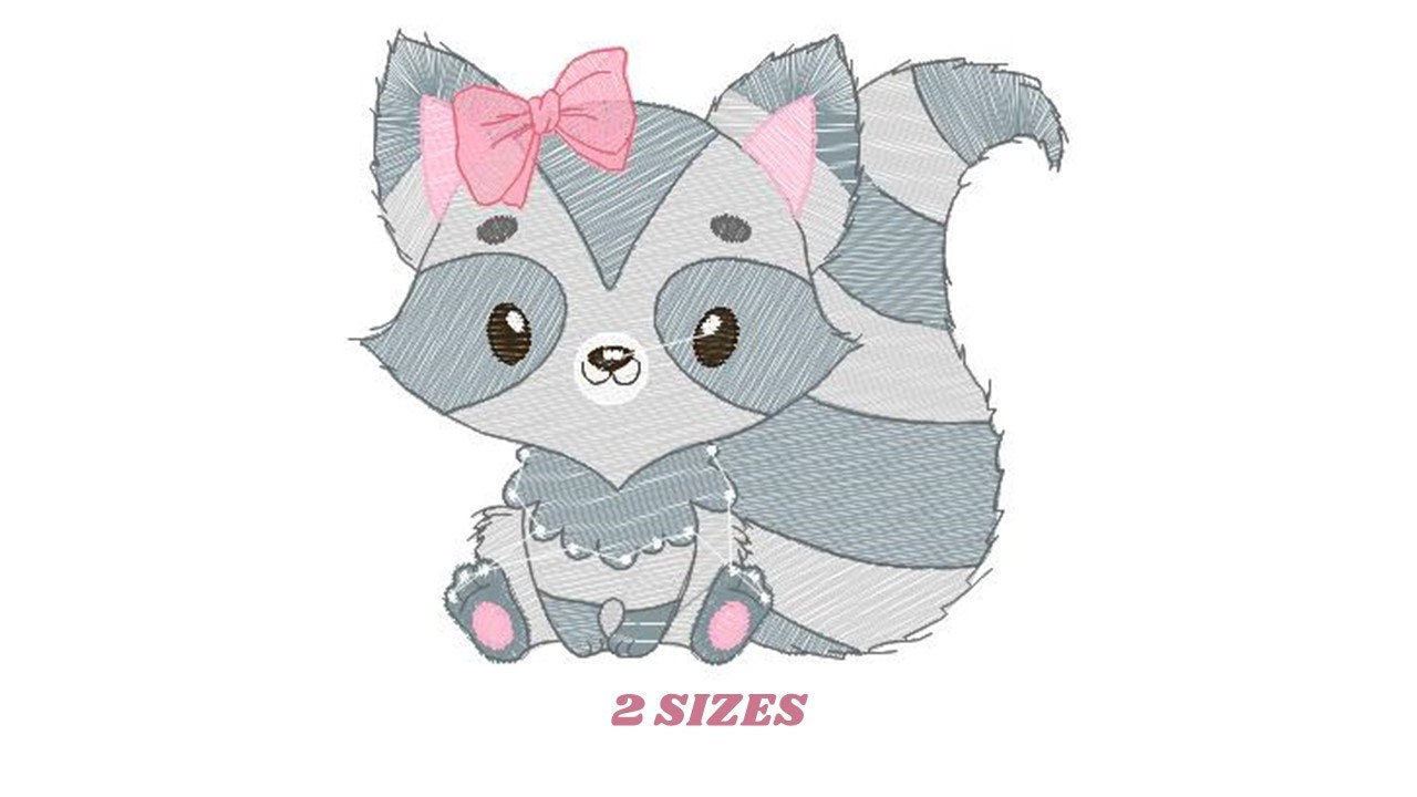 Raccoon embroidery designs - Animal embroidery design machine embroidery pattern - woodland embroidery file - Baby girl embroidery download Marcia Embroidery