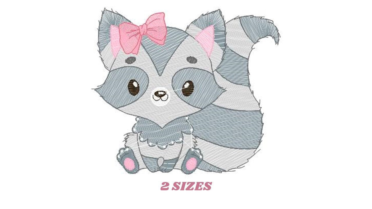 Raccoon embroidery designs - Animal embroidery design machine embroidery pattern - woodland embroidery file - Baby girl embroidery download Marcia Embroidery
