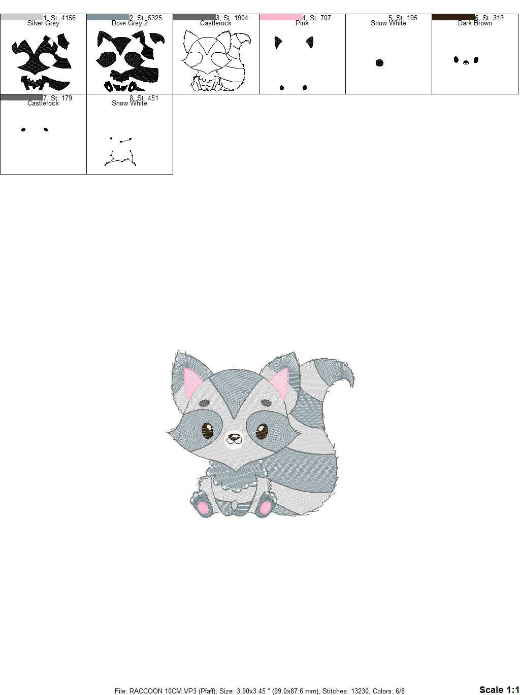 Raccoon embroidery designs - Animal embroidery design machine embroidery pattern - woodland embroidery file - Baby boy embroidery download Marcia Embroidery