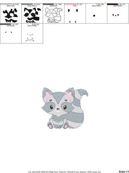 Raccoon embroidery designs - Animal embroidery design machine embroidery pattern - woodland embroidery file - Baby boy embroidery download Marcia Embroidery