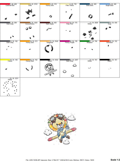 Lion embroidery designs - Airplane embroidery design machine embroidery pattern - Baby boy embroidery file - instant download pes jef hus