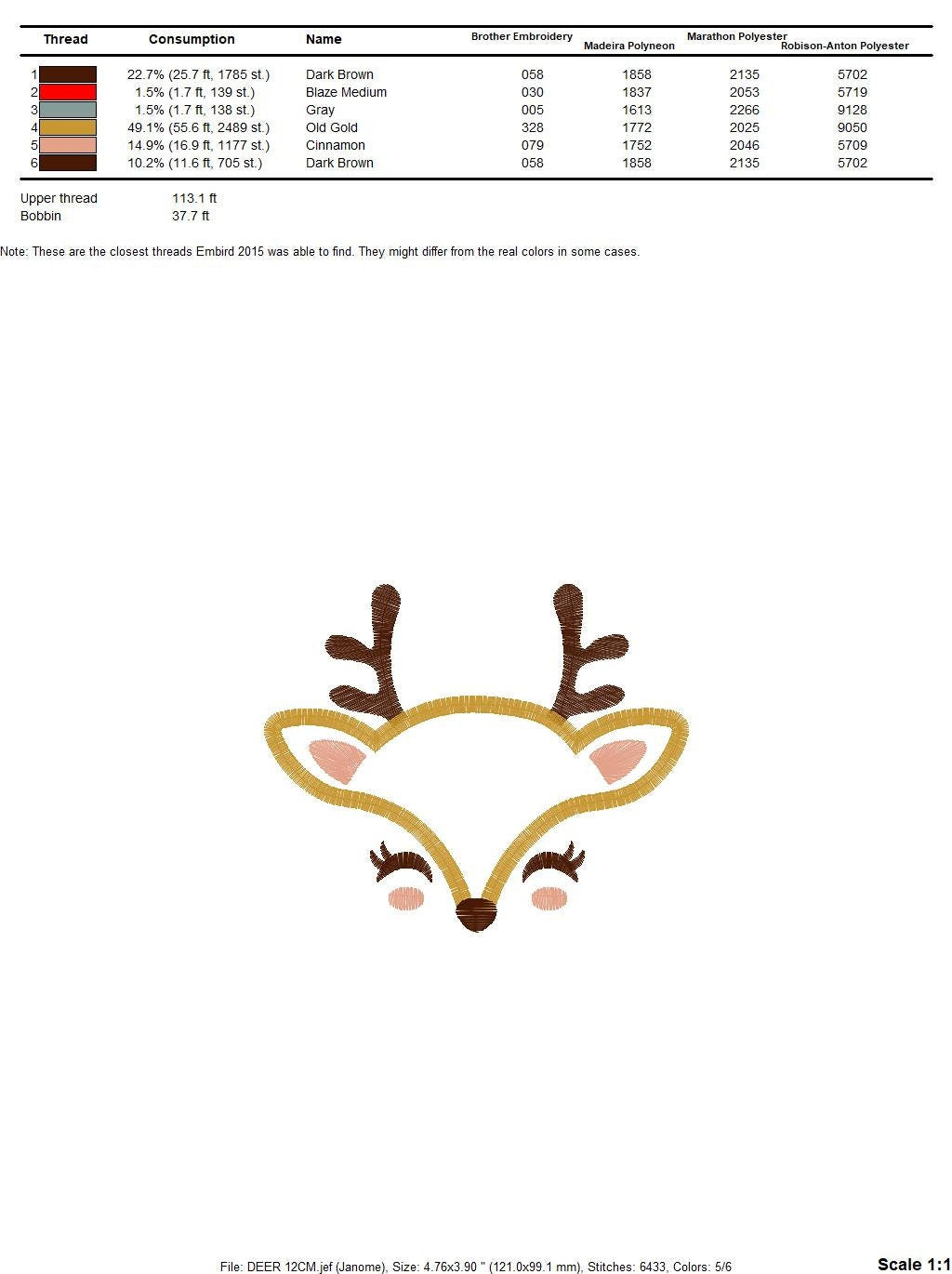Deer embroidery design - Deer face embroidery designs machine embroidery pattern - Animal embroidery file - baby girl embroidery file boy