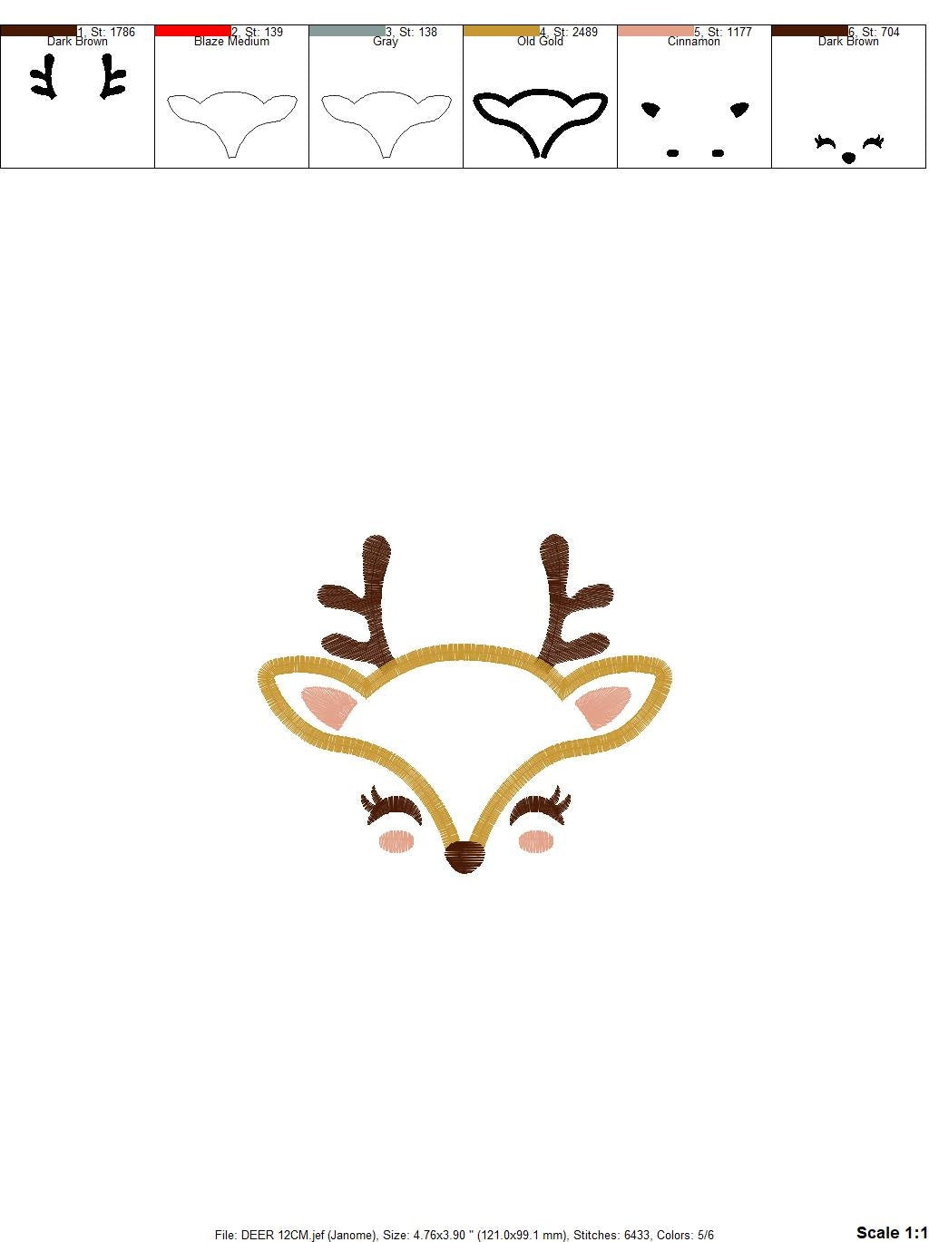 Deer embroidery design - Deer face embroidery designs machine embroidery pattern - Animal embroidery file - baby girl embroidery file boy Marcia Embroidery