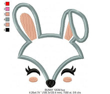 Load image into Gallery viewer, Bunny Face embroidery design - Animal Mask Rabbit embroidery designs machine embroidery pattern - Rabbit face applique - instant download
