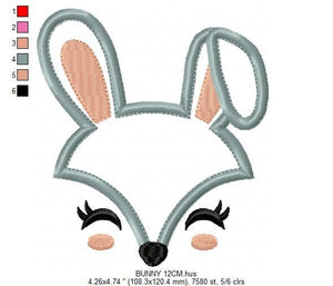 Bunny Face embroidery design - Animal Mask Rabbit embroidery designs machine embroidery pattern - Rabbit face applique - instant download