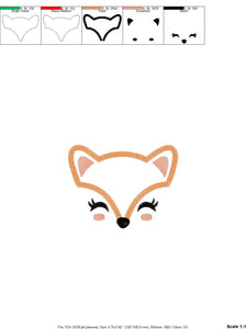 Red Fox embroidery designs - Woodland Fox embroidery design machine embroidery pattern - Animal embroidery - Red fox face applique design