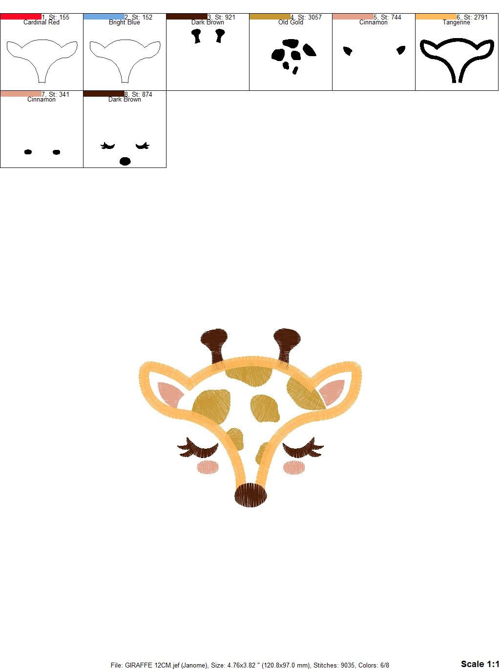 Giraffe Face embroidery design - Wild Safari Animal mask embroidery designs machine embroidery pattern - Giraffe applique - instant download Marcia Embroidery