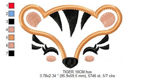Tiger Face Mask embroidery design - Wild Animal embroidery designs machine embroidery pattern - Tiger applique design - instant download pes