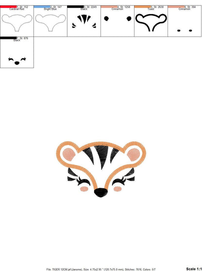 Tiger Face Mask embroidery design - Wild Animal embroidery designs machine embroidery pattern - Tiger applique design - instant download pes