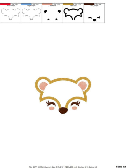 Bear face embroidery designs - Teddy bear embroidery design machine embroidery pattern - Baby Boy embroidery file - bear applique download Marcia Embroidery