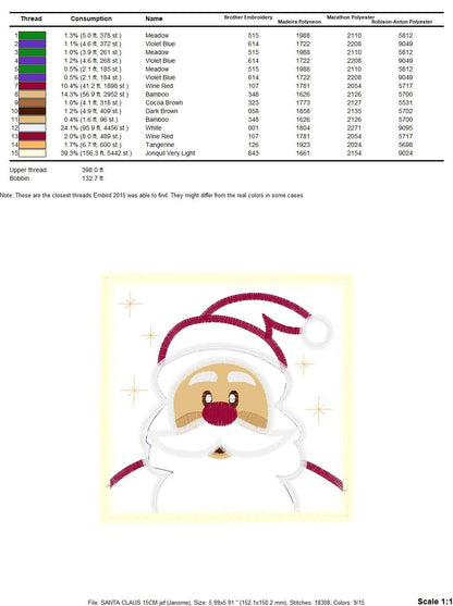 Santa Claus embroidery designs - Xmas embroidery design machine embroidery pattern - Christmas embroidery file - instant download applique