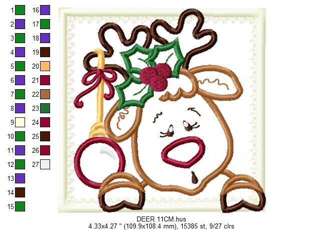 Christmas Rudolf Reindeer Embroidery Design - Xmas embroidery designs machine embroidery pattern - Holiday embroidery file instant download
