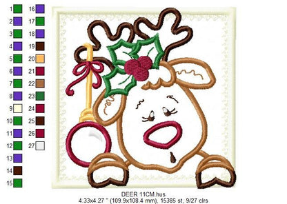 Christmas Rudolf Reindeer Embroidery Design - Xmas embroidery designs machine embroidery pattern - Holiday embroidery file instant download