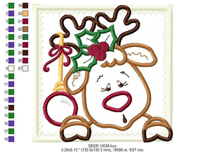 Christmas Rudolf Reindeer Embroidery Design - Xmas embroidery designs machine embroidery pattern - Holiday embroidery file instant download