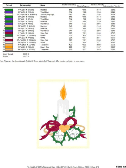 Candle embroidery designs - Christmas Decoration embroidery design machine embroidery pattern - Christmas embroidery file Bell embroidery Marcia Embroidery
