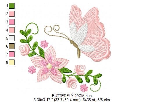 Butterfly embroidery design - Delicate Flowers embroidery designs machine embroidery pattern - Towel embroidery file - instant download pes Marcia Embroidery